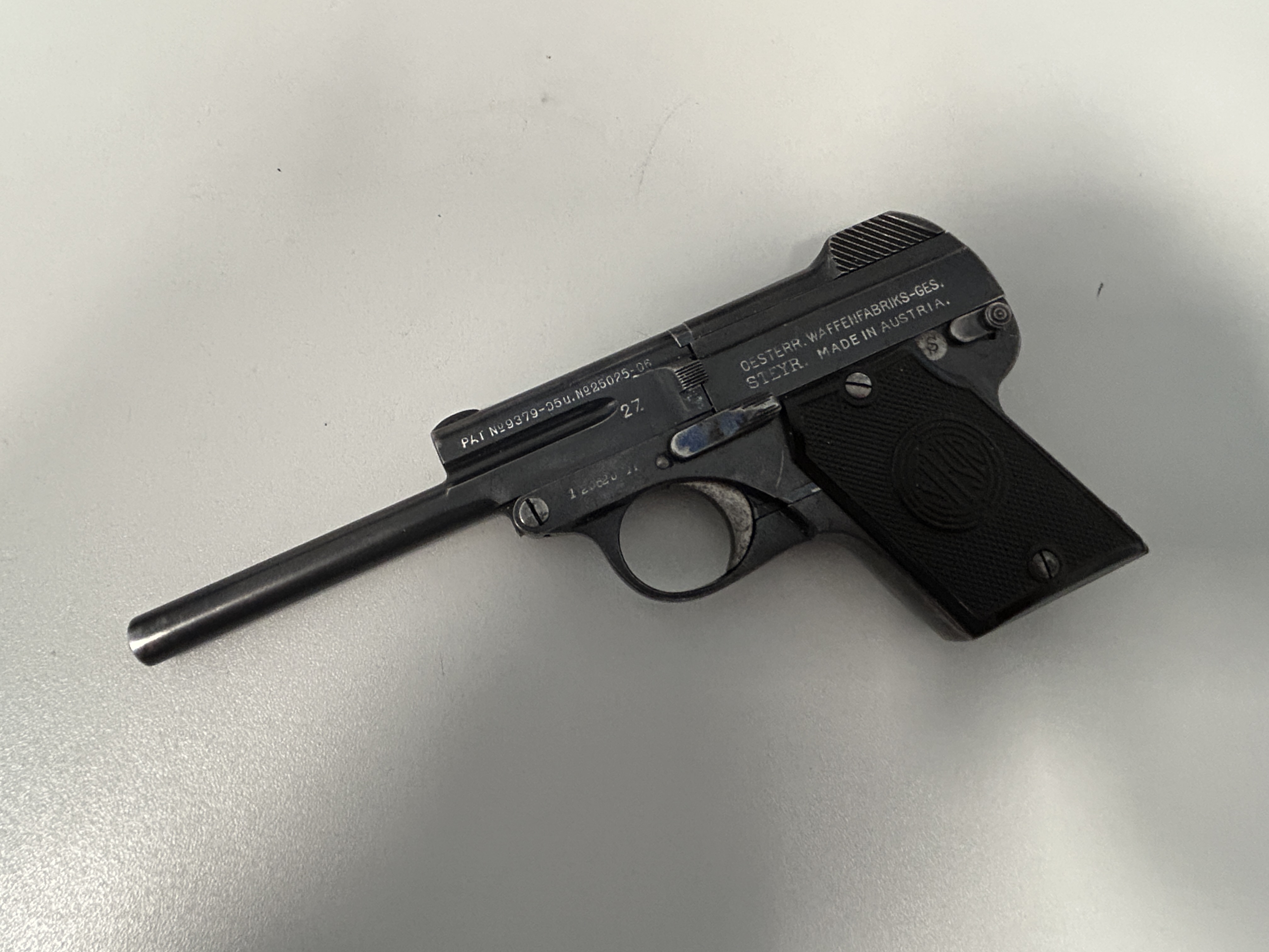 Pistole Steyr Pieper 1909  Standard Modell langer Lauf Steyr - Werke sehr selten