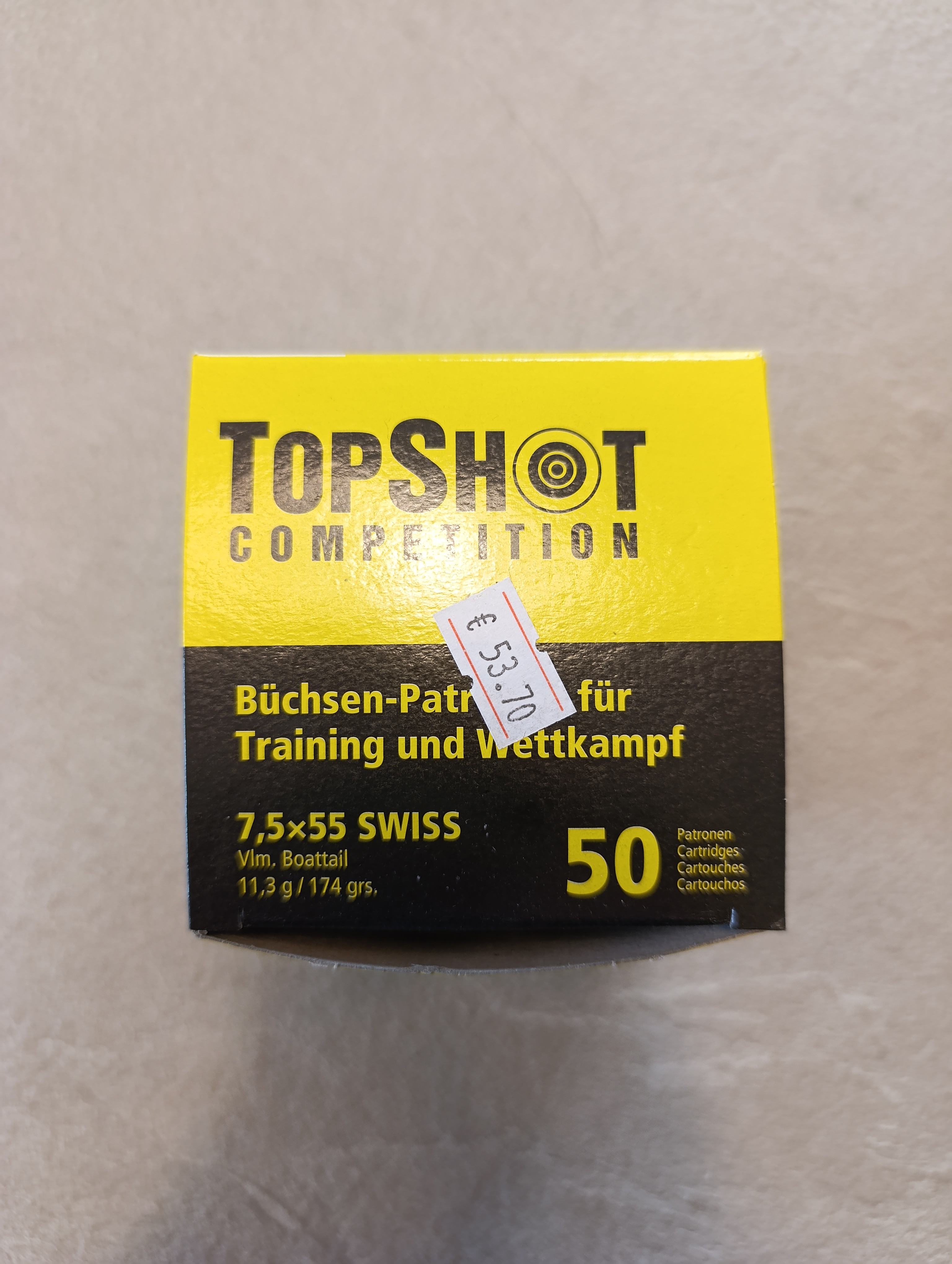 TopShot 7,5x55 Swiss FMJ 174grs 50er TopShot 7,5x55 Swiss FMJ 174grs 50er