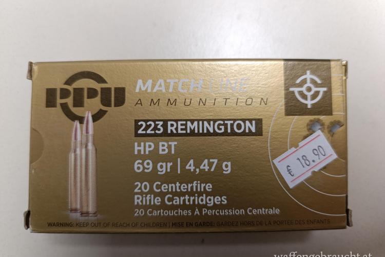 PPU Patronen 223 Rem 69gr HP BT Match 20 Stk PPU Patronen 223 Rem 69gr HP BT Match 20 Stk