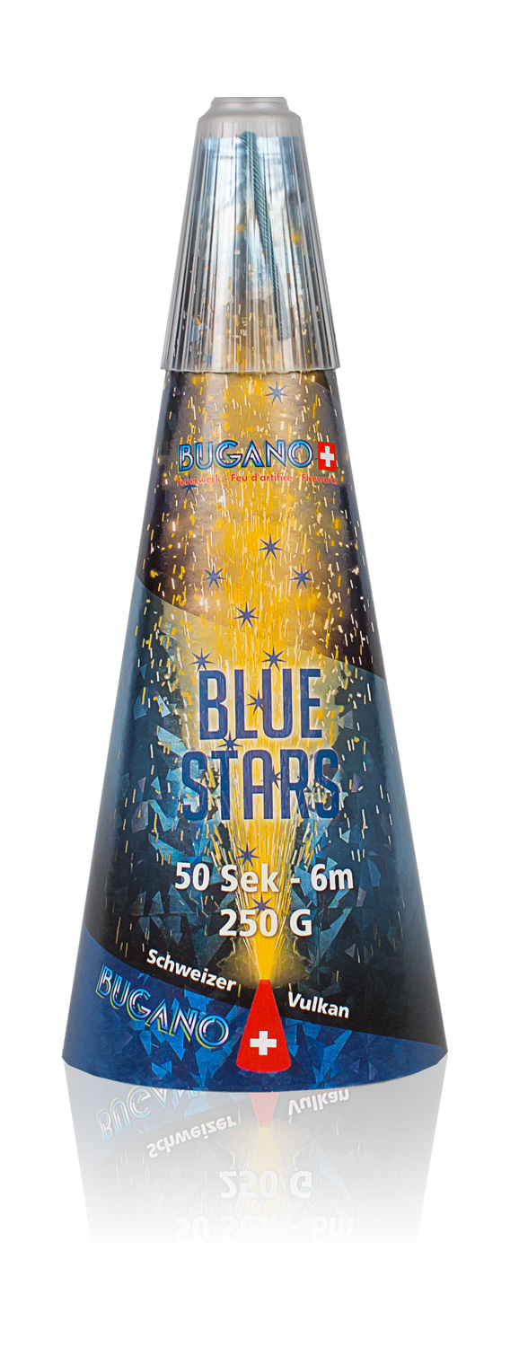 Bugano Vulkan „Azzurro“ Gr. 5 gold + blaue Sterne