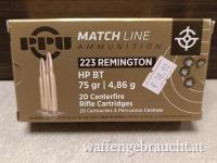 PPU Patronen 223 Rem. 75 gr HP BT Match zu 20 Stk. PPU Patronen 223 Rem. 75 gr HP BT Match zu 20 Stk.