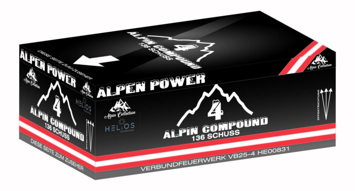 Alpin Compound 4 – durchsortiertes F2 Komplettfeuerwerk I/F-gefächert